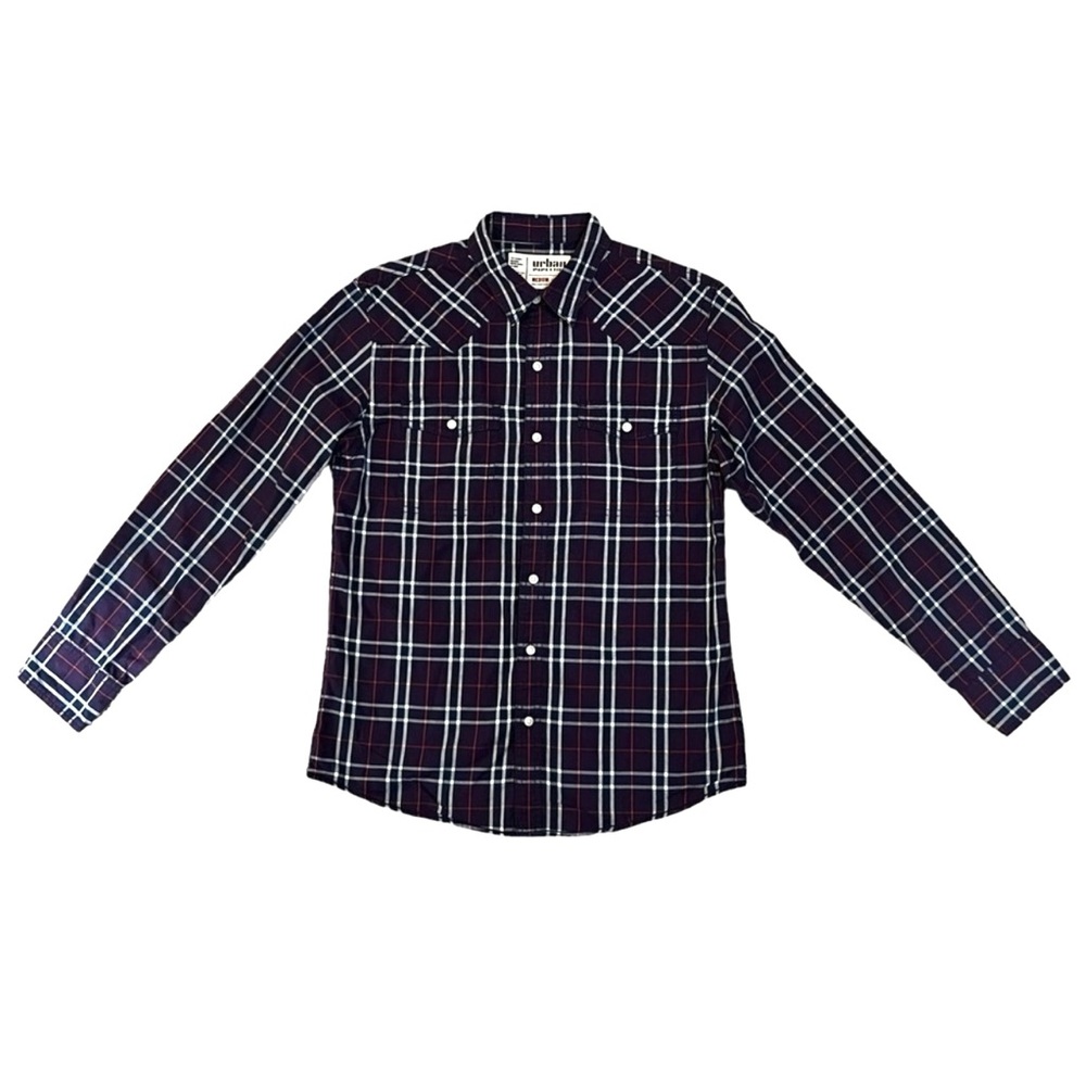 Urban Pipeline Purple Plaid Button-Up Collared Shirt Size Medium